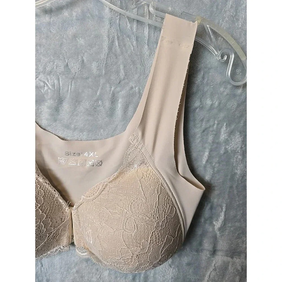 2-Lace Bras Padded Ladies Size 4XL Front CloseUnbranded Wide No Adjustable Strap - Picture 5 of 7